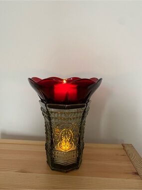 Flower shape vintage-inspired fairy lamp / candle holder - hand assembled